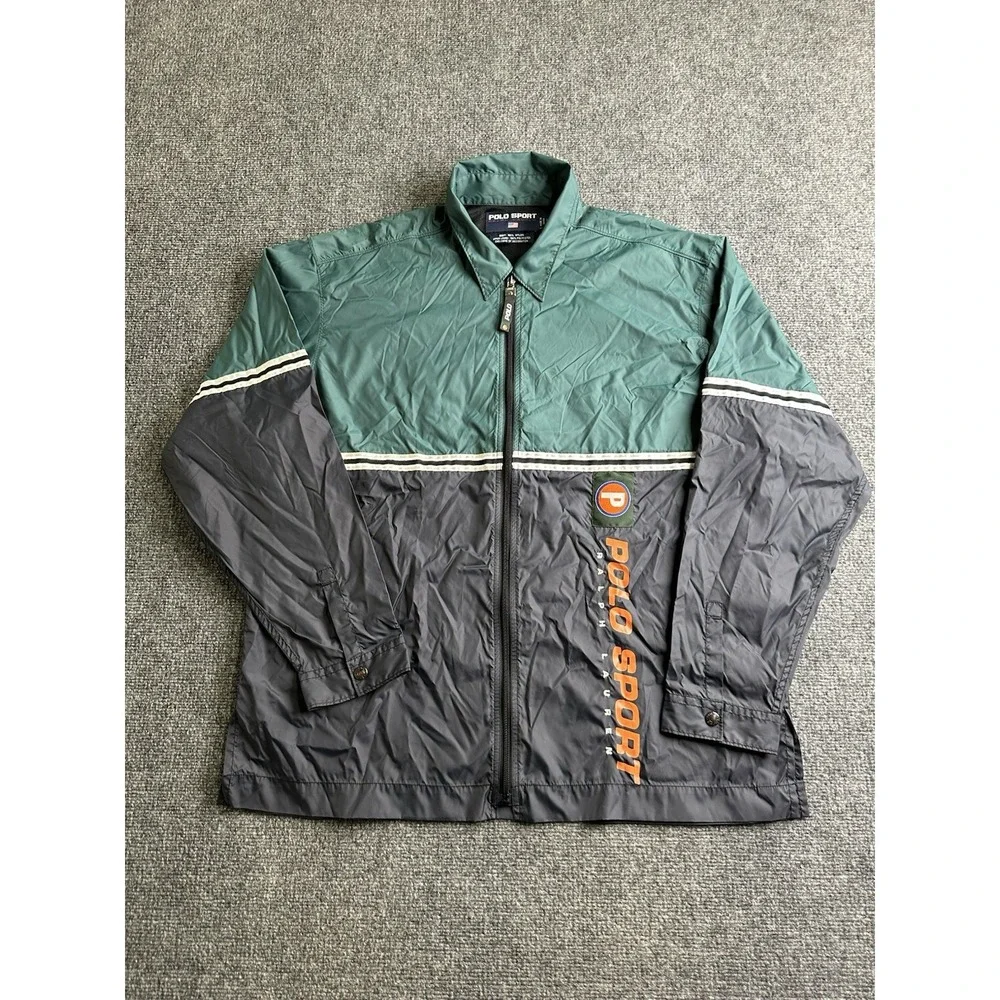 Mens 90s Polo Sport Ralph Lauren Colorblock Nylon Windbreaker Jacket, Size L